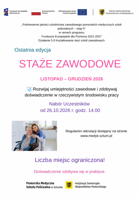Staże zawodowe w ramach projektu 